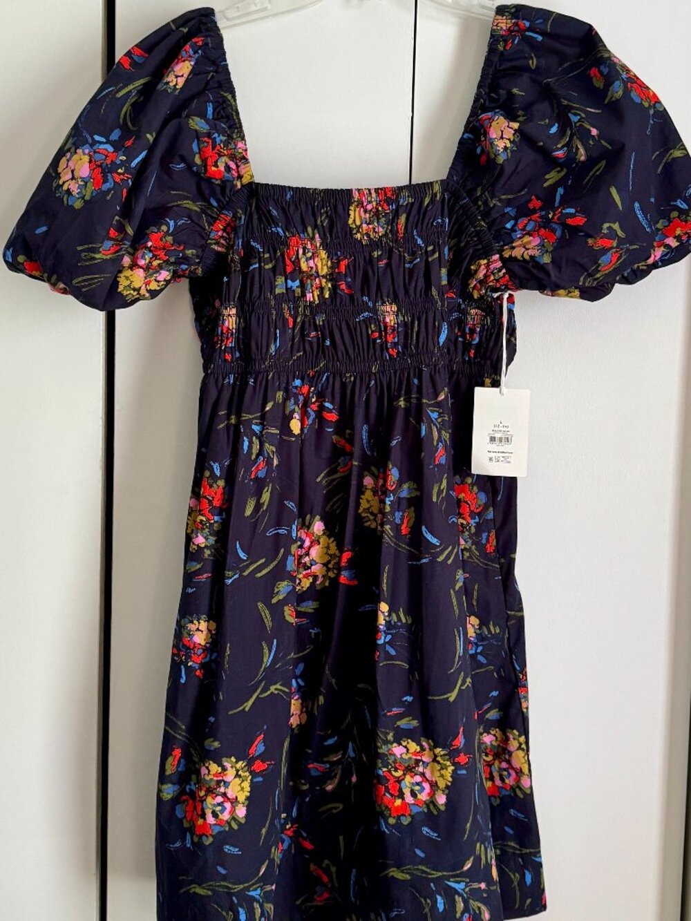 Free Assembly Women's Puff Sleeve Peasant Mini Dress Size Large 12-14